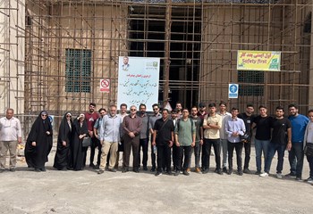 دانشجویان دانشگاه بین المللی امام خمینی (ره)   قزوین در قالب اردوی راهیان پیشرفت از پروژه مصلی امام  خمینی تهران شرکت ملی ساختمان  بازدید کردند